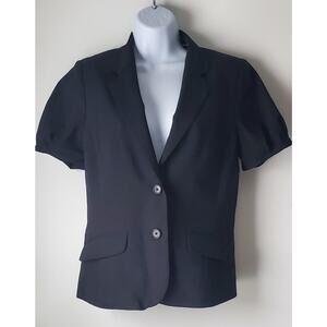 Banana Republic Womens Short Puff Sleeve Wool Blazer Size 8 Preppy Professional